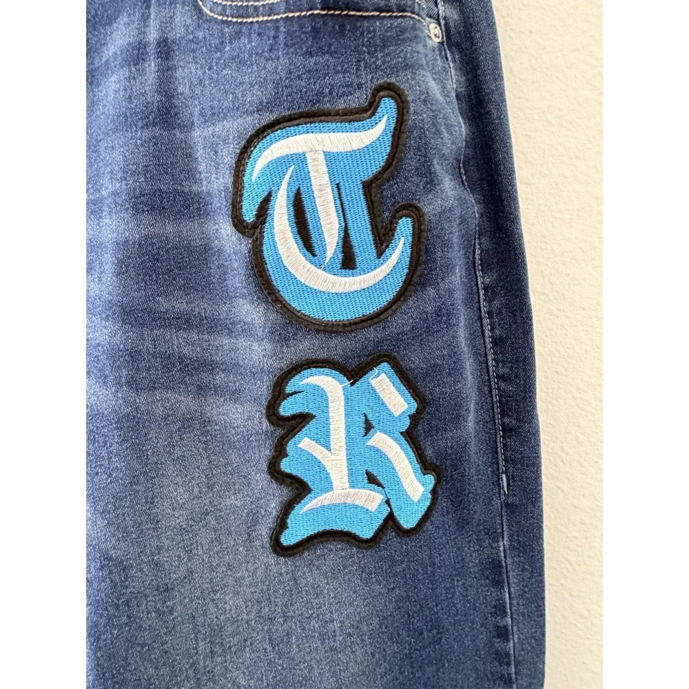 NWT True Religion Bobby Applique Baggy Fit Jeans Men Medium Blaze Wash Size 36